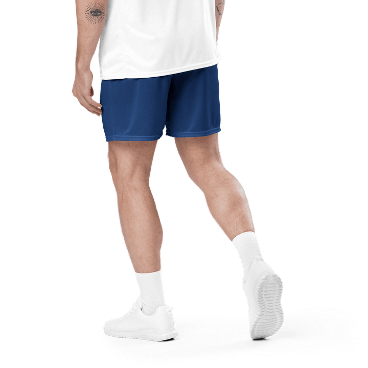 Men's | BRN.2C.C.™ Mesh Shorts | Coastal Cool Meets Sporty Style | Recycled Unisex Activewear 🌊🔥| White Logo on Cerulean Blue product image (2)
