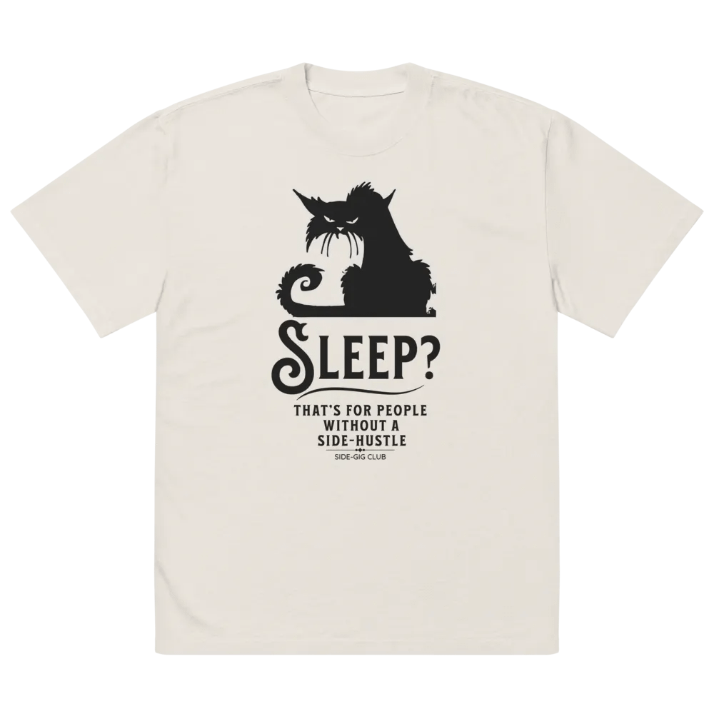 Sleepless Grind: Hustler Cat Oversized Tee in Vivid Black product image (4)