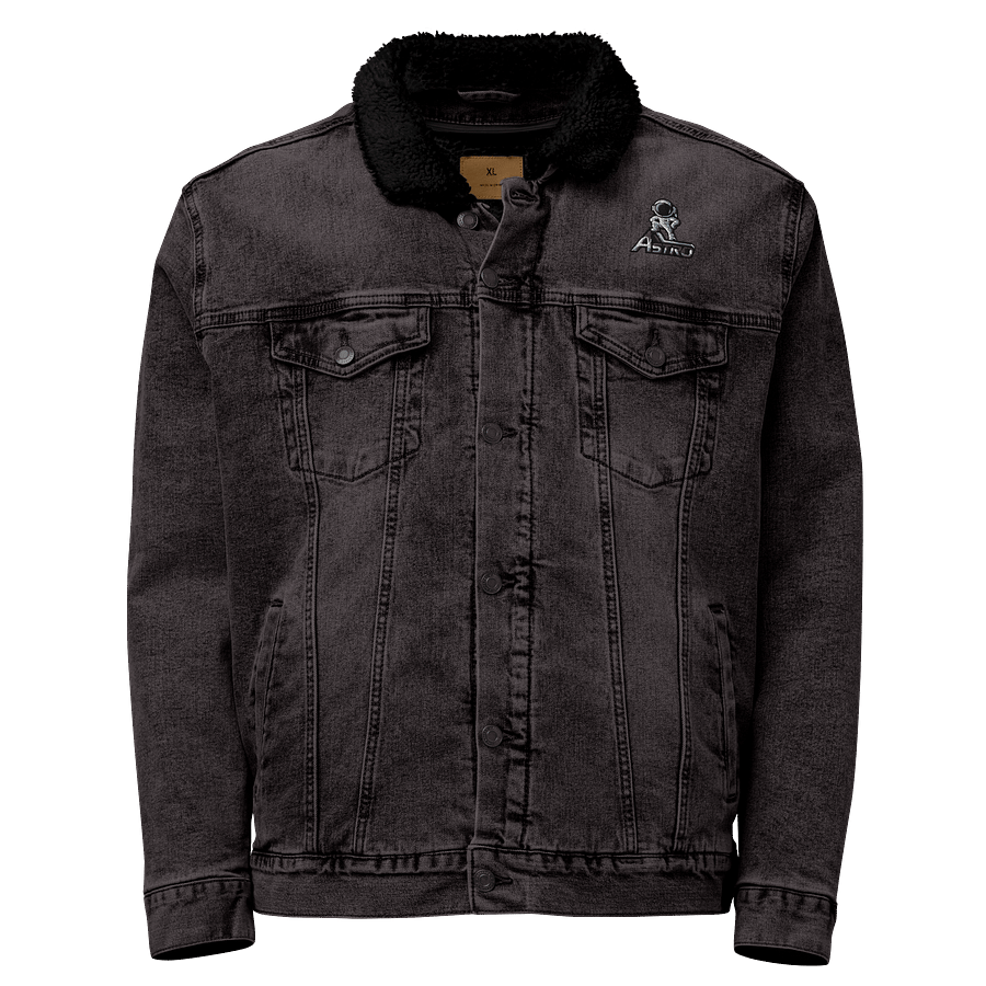 Astro Unisex Sherpa Denim Jacket - Black & Light Denim, Cosmic Design, Heavyweight product image (1)