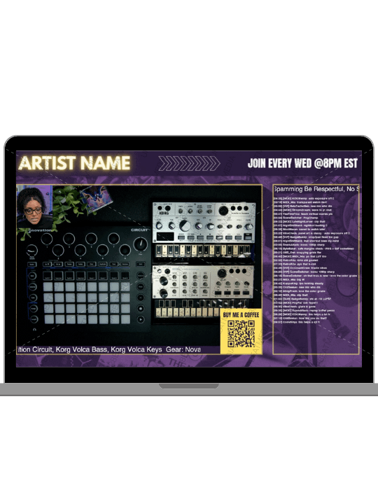 Free Canva Music Stream Overlay Template for Music Creators (Horizontal + Vertical for OBS Studio) product image (1)
