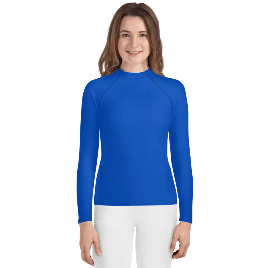 Youth Plain Color Absolute Blue Rash Guard product image (1)