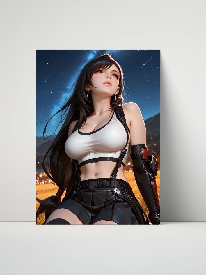 Final Fantasy VII Tifa Starry Night Crop Top – Glossy 8x10 Metal Print product image (1)