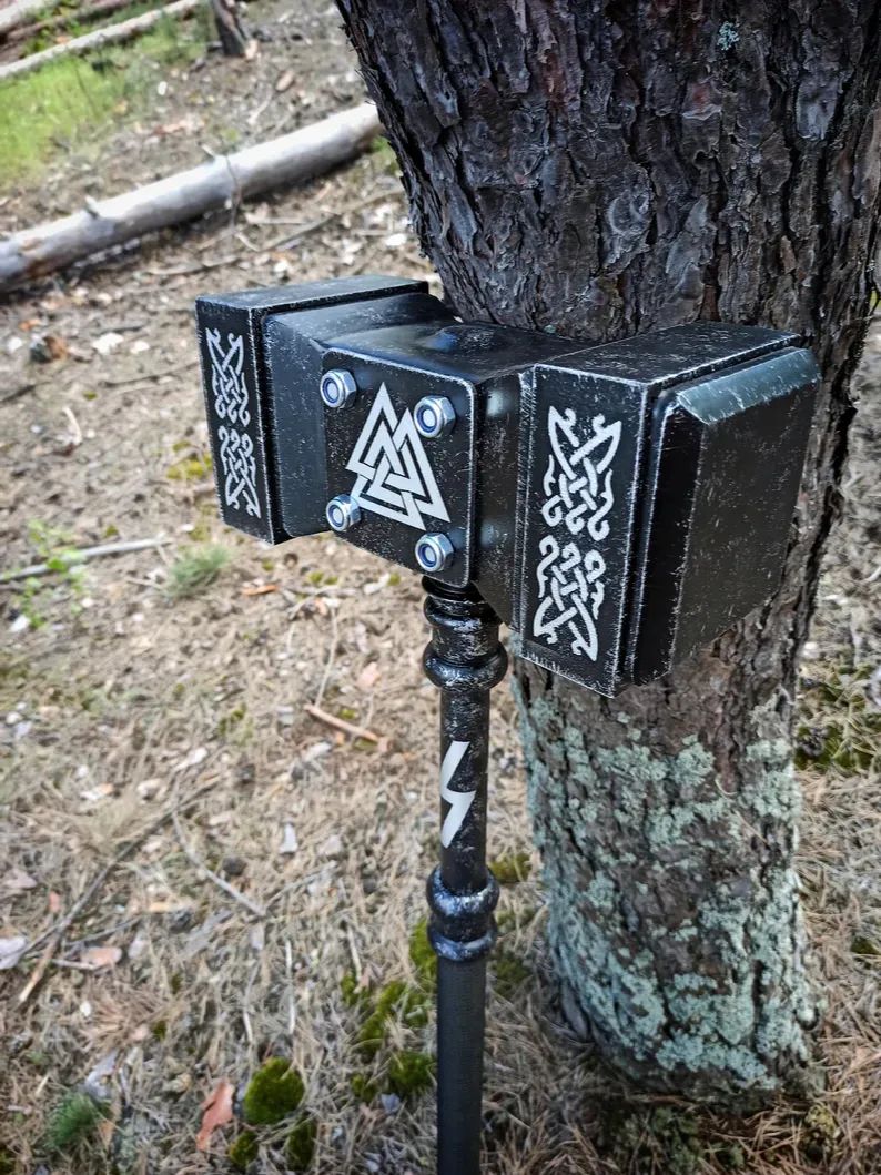 Sledgehammer "Monster Valknut" Crossfit Mjolnir War Hammer Nordic Odin Thor Gift Battle Ready Warhammer Fathers Day Gift Personalized hammer product image (4)
