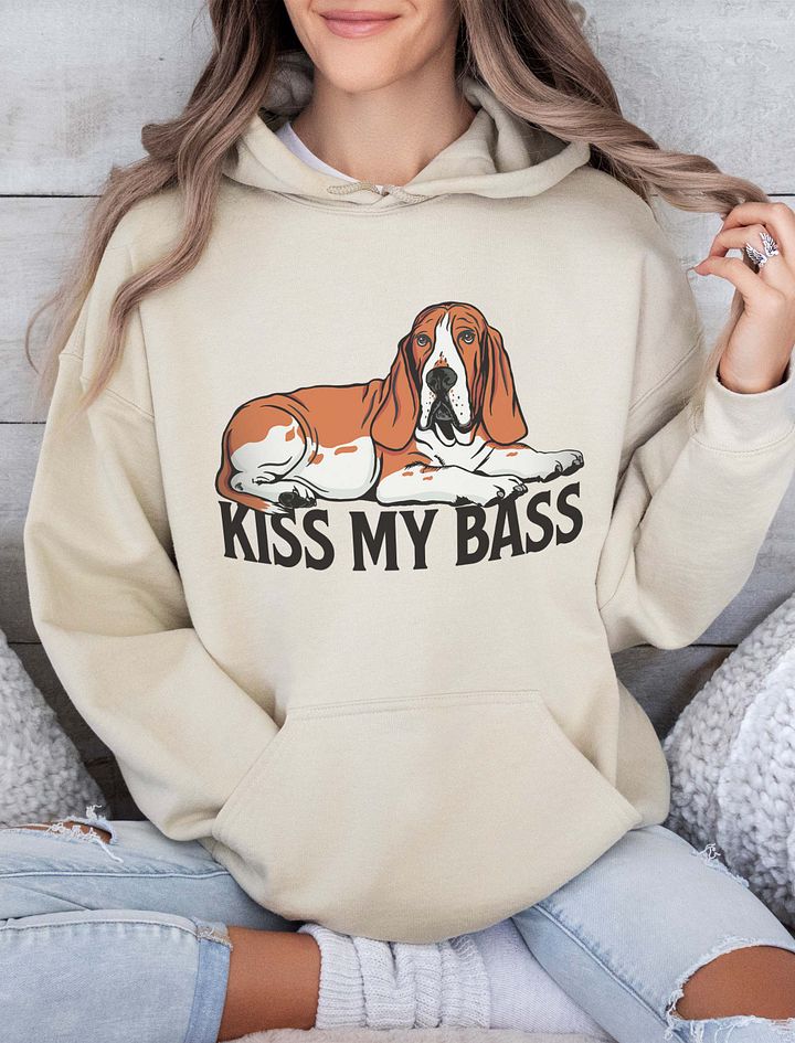Kiss My Bass Hooded Sweatshirt | Funny Hoodie for Basset Hound(Red) Owners product image (15)
