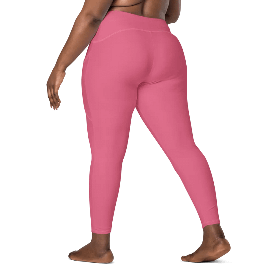 Plain Rosy Pink True Summer Women's High Waisted Premium Crossover Leggings with Pockets by Treasure Pie product image (9)