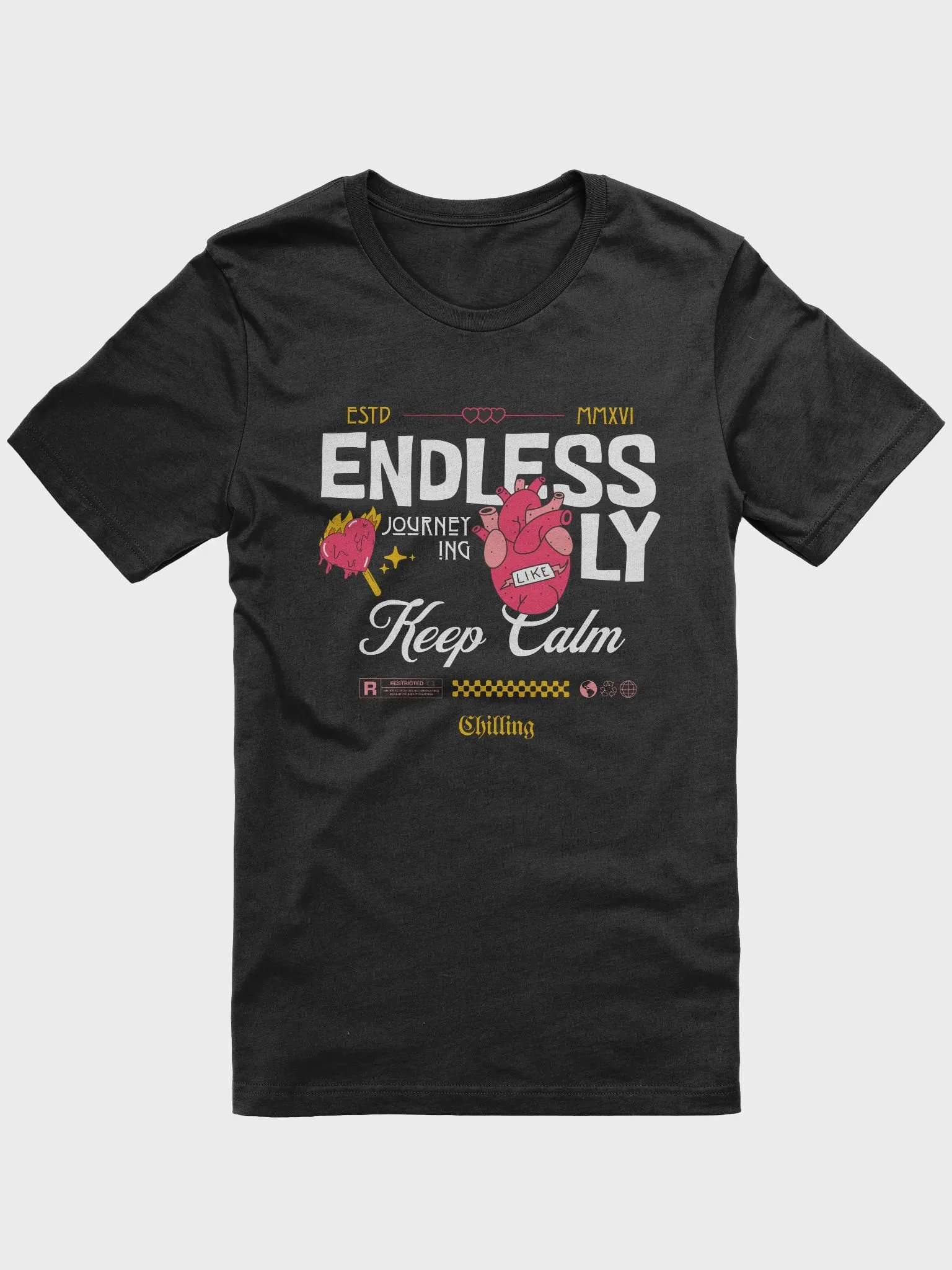 Keep calm Tshirt, endless journeying shirt, retro quote heart tee gift product image (1)