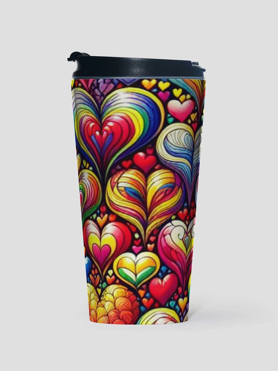 Vibrant Technicolor Hearts Travel Mug product image (1)