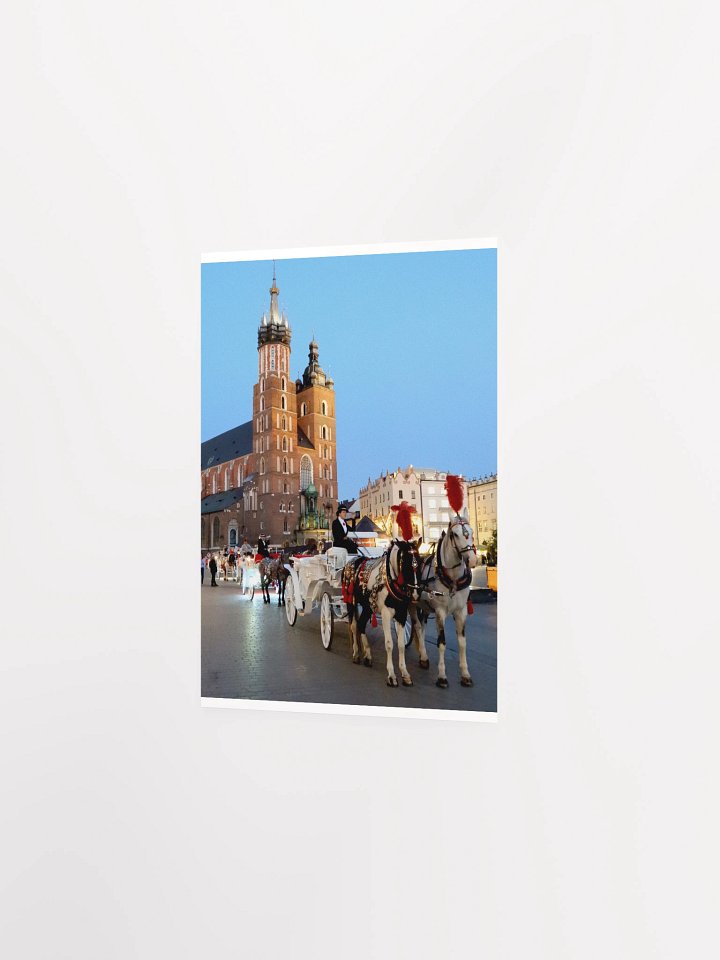 Krakow - St. Mary's Basilica with horse-drawn carriage - print/poster product image (3)