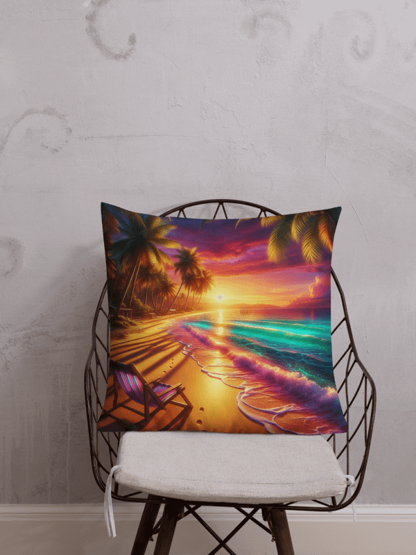 Tropical Sunset Paradise Premium Pillow |AI Design product image (1)
