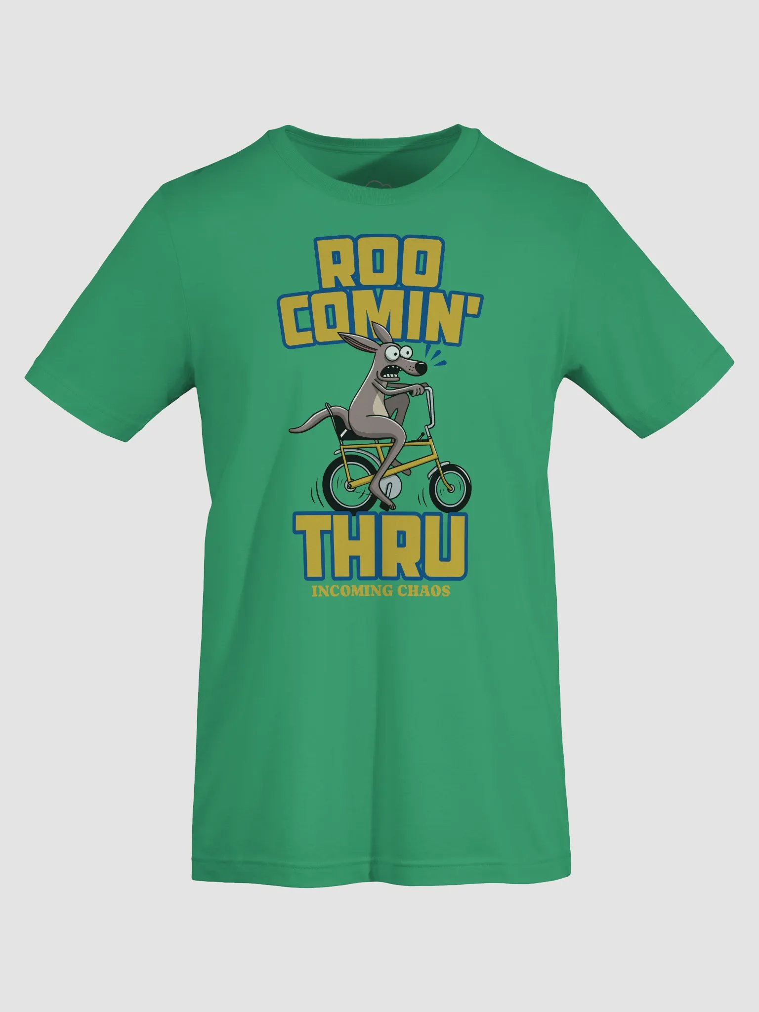 Funny Kangaroo Bike T-Shirt – "Roo Comin’ Thru" Cartoon Tee | Aussie Animal Chaos Shirt product image (71)