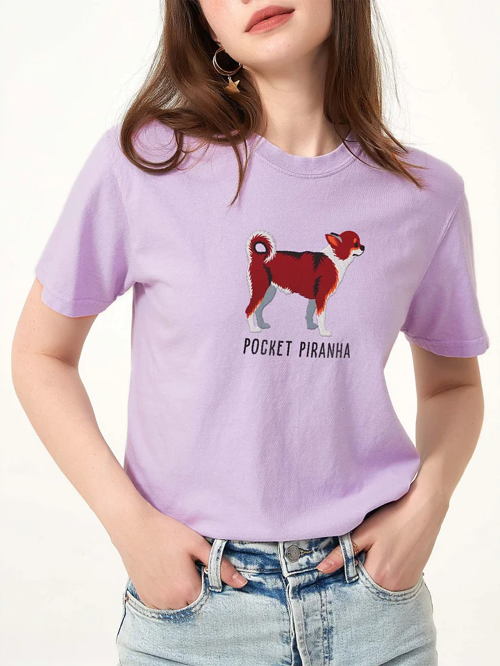 Pocket Piranha T-Shirt(Embroidered) of a Chihuahua(Chocolate Tricolor) product image (2)