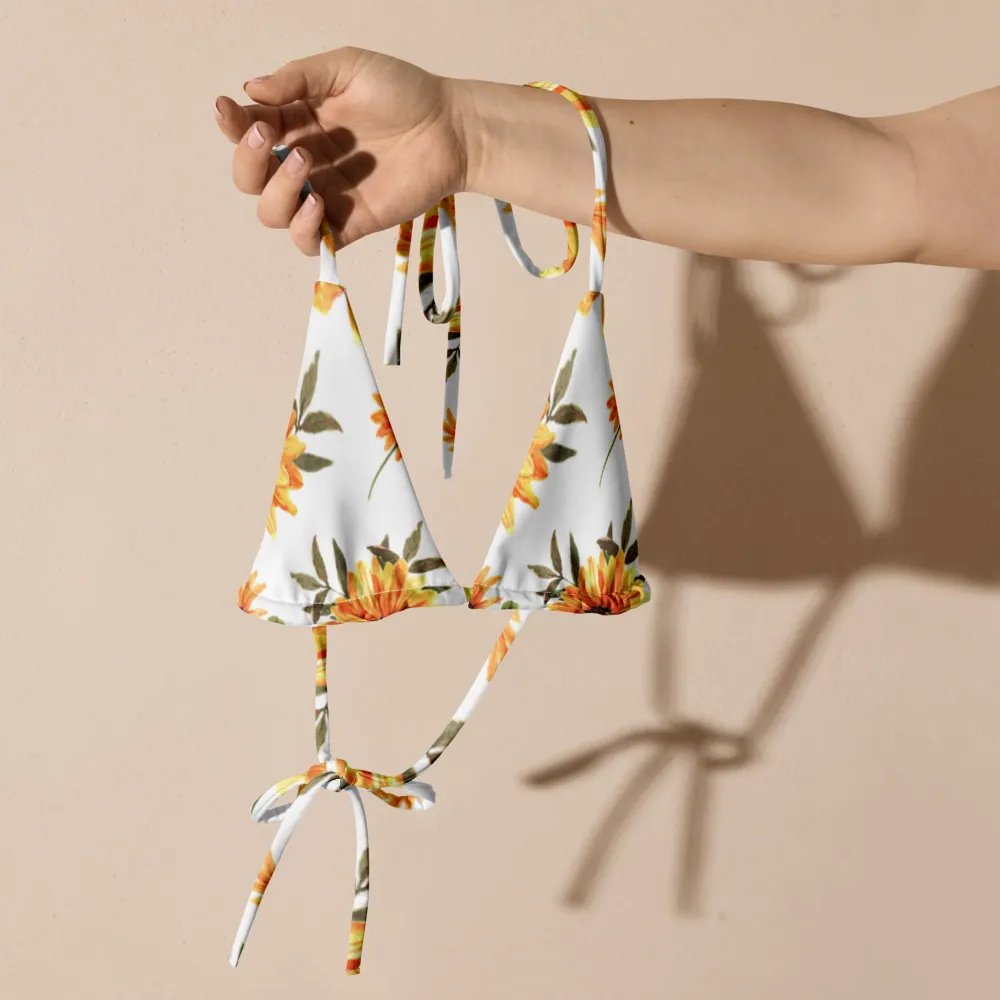 Watercolour Floral Pattern String Bikini Top - v6 product image (5)
