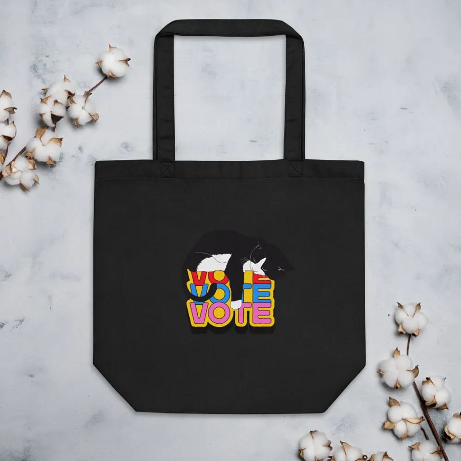 Slumbering Cat Vote Tote Bag product image (3)