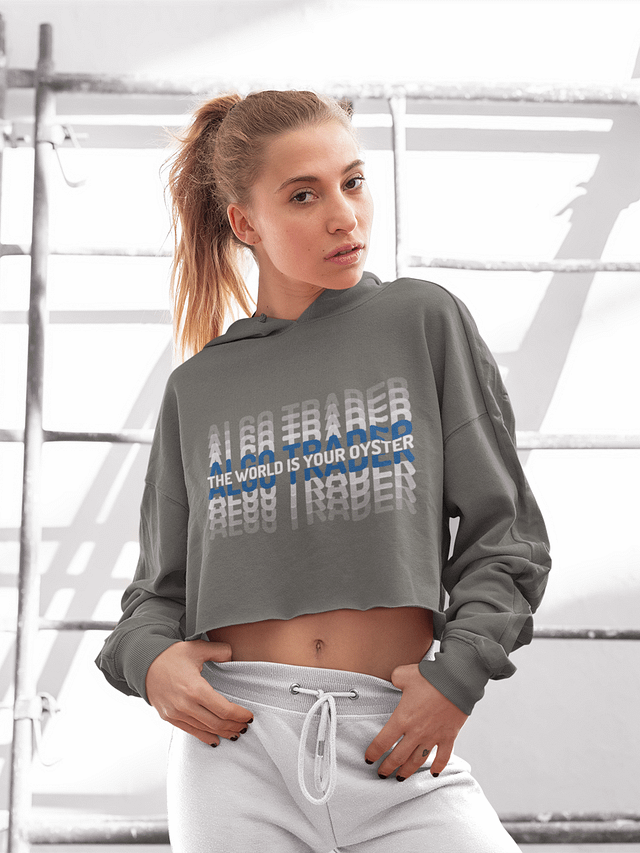 World is your oyster Crop Hoodie white product image (1)