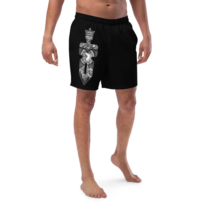 Black and White Logo Men's Swimming Trunks product image (1)