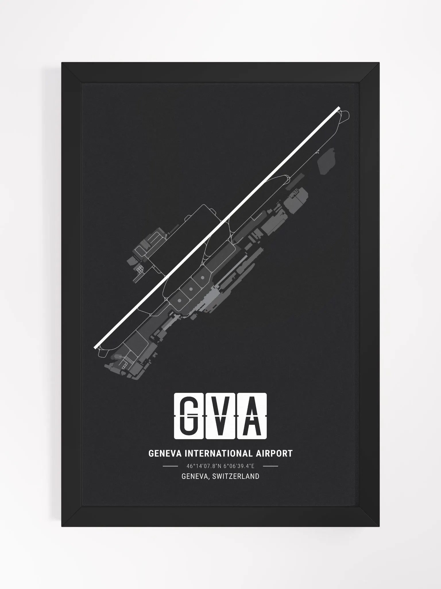 Framed Airport GVA Premium Map On Matt Paper product image (1)