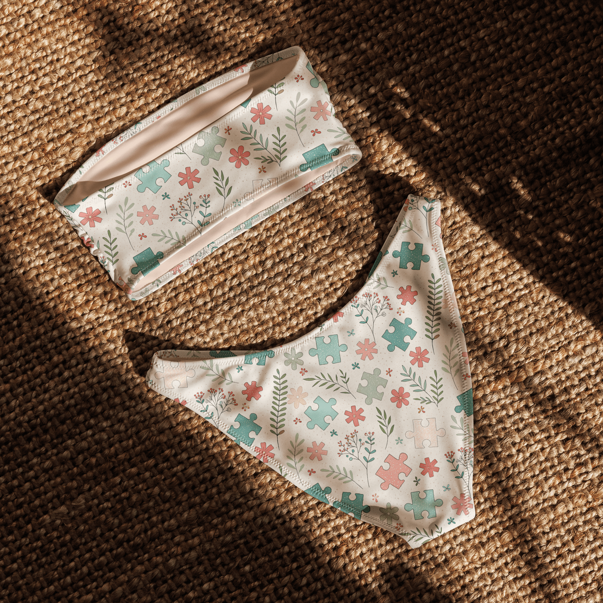 Pastel Floral Puzzle Eco Friendly Bandeau Bikini Set product image (5)