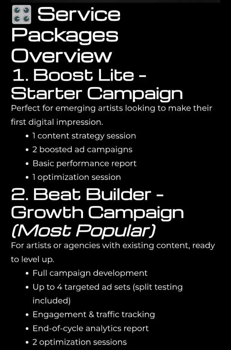 🤔 Are you Curious about the Beat Boosting Service Packages available for the #electronicdancemusic industry?  🗓️  Book Your Strategy Session Now to get the help you need! 🔗(s) In Bio!  💡 Services apply for: * Independent Artists & DJs * Event Planners & Festival Promoters * Booking Agencies & Club Managers * #EDM Content Creators & Music Entrepreneurs ~ #mediacompany #advertisingcompany #consultingcompany #publicrelationscompany
