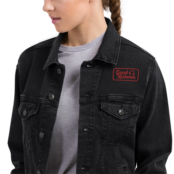 Good Listener Logo Embroidered Jean Jacket - Black and Red product image (1)