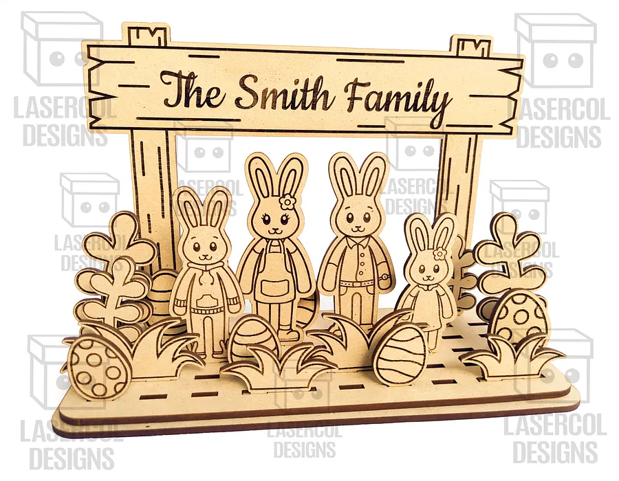 Easter Bunny Family Diorama (15 Different Bunnies) - Laser Cut Files product image (2)