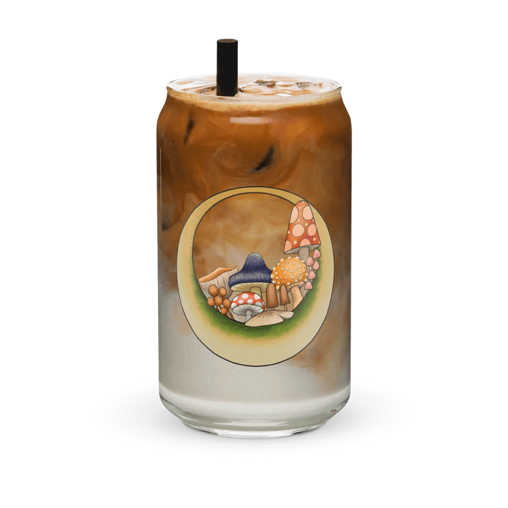 Moonie Shrooms 16 oz glass with or without lid/straw product image (2)