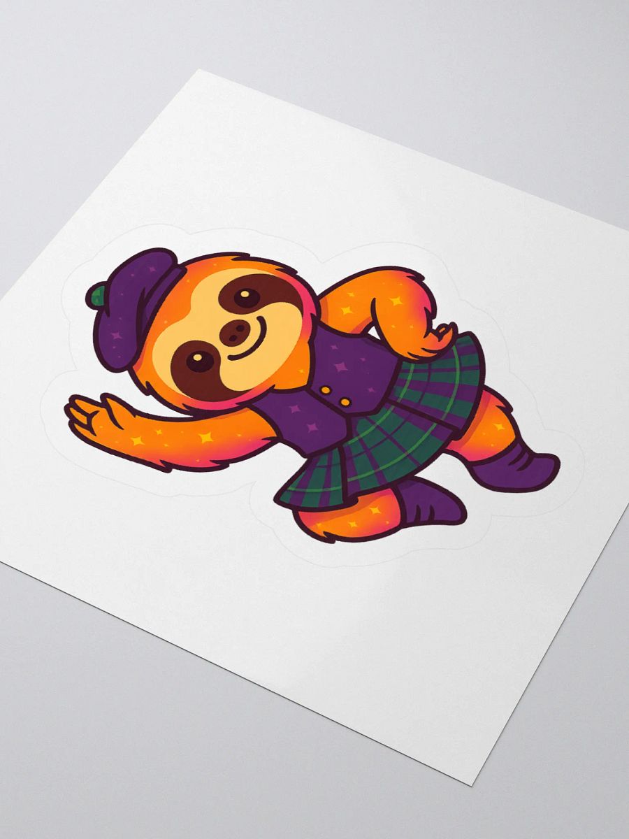 Highland Dance Sloth Sticker – Cute Scottish Sloth in Tartan for Dancers, Teachers, and Sparkly Sticker Fans product image (3)