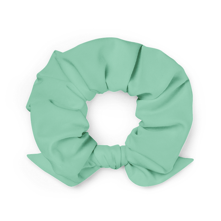 Caribbean Sea Blue Green Solid Color Eco Friendly Scrunchie with a Bow product image (2)