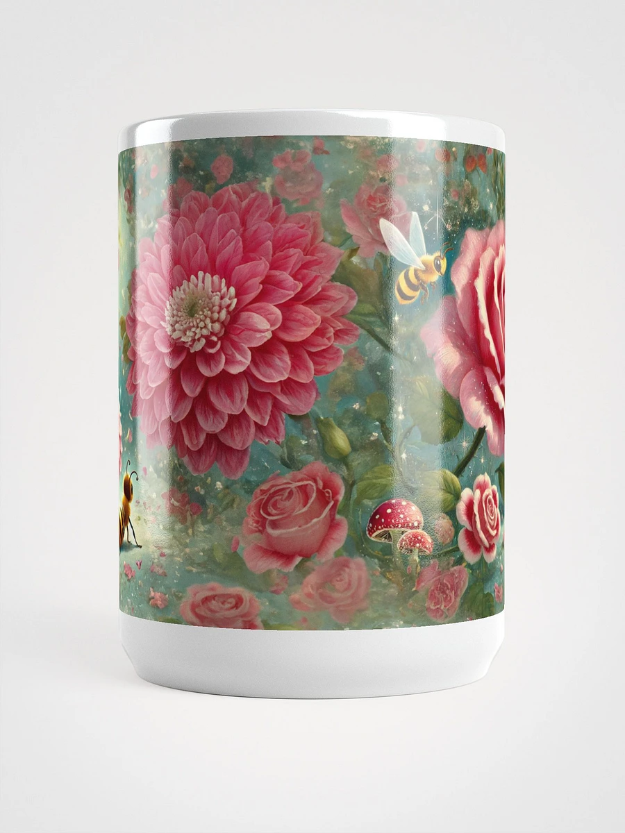 Pink Rose Fairy and Bees Glossy White Mug product image (5)