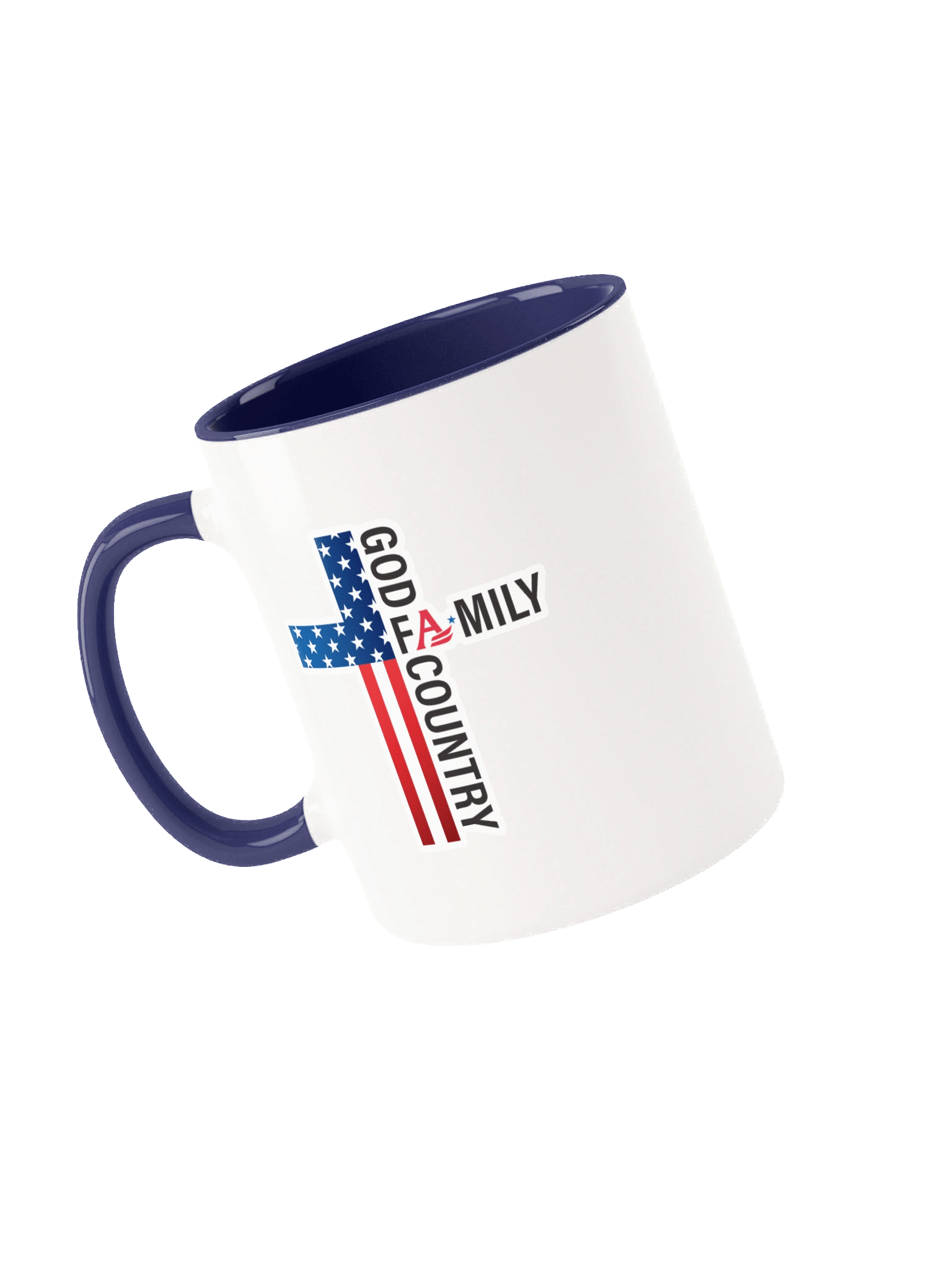 God, Faith, Family & Country Ceramic Mug (Blue) product image (1)