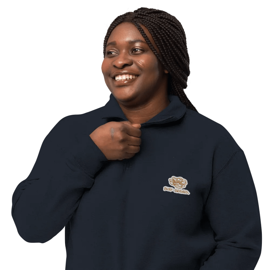 BUSY-BRAINED (brass bubble design) embroidered quarter zip product image (13)