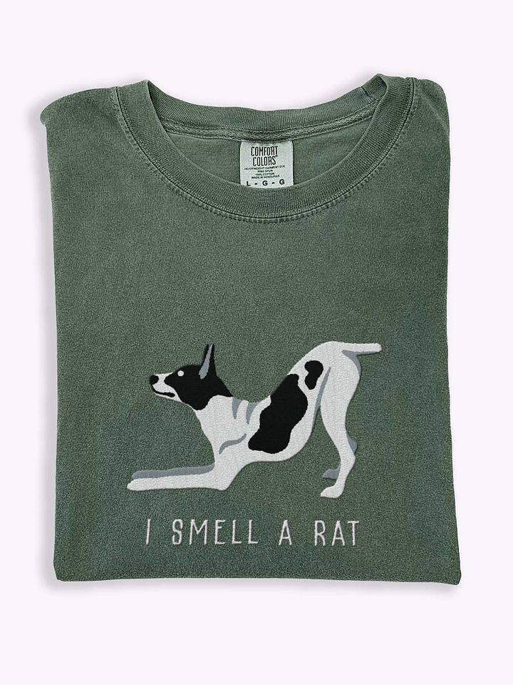 I Smell a Rat T-Shirt(Embroidered) of a Rat Terrier(Black & White) product image (1)