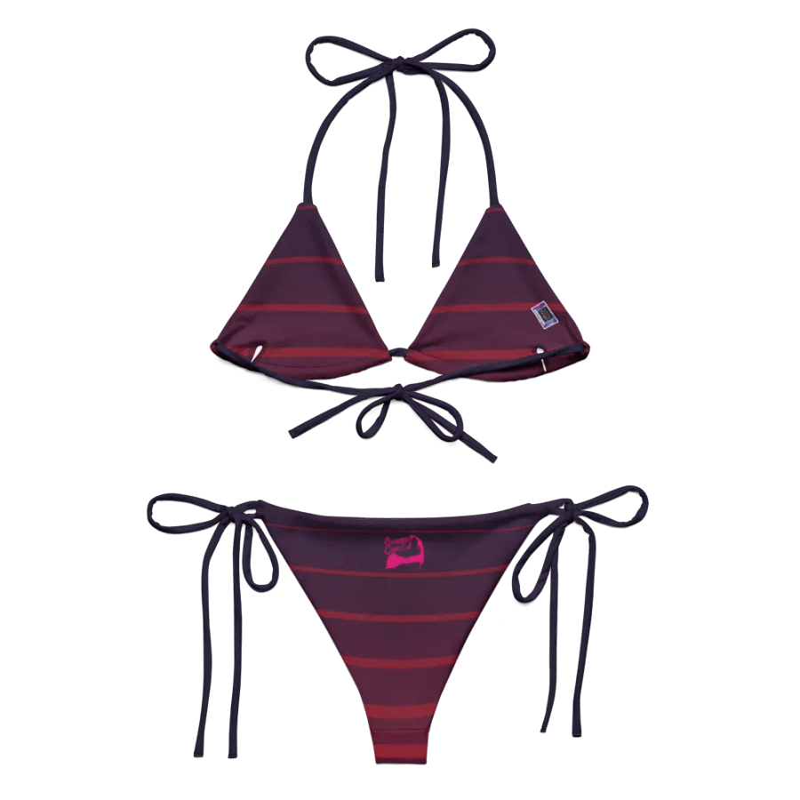 Purple Stripes String Bikini Set – BOURNE to Cape Cod™ | Pink Logos product image (2)