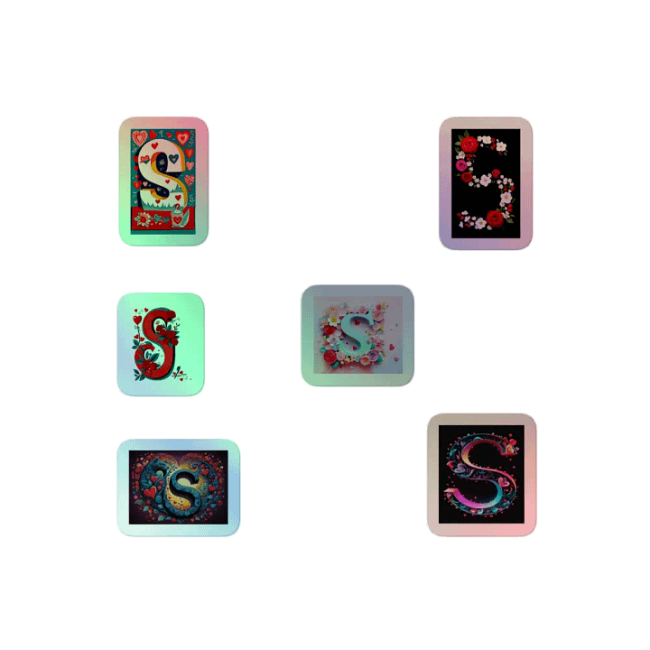 All S's Valentine’s Monogram Holo Sticker Pack product image (2)