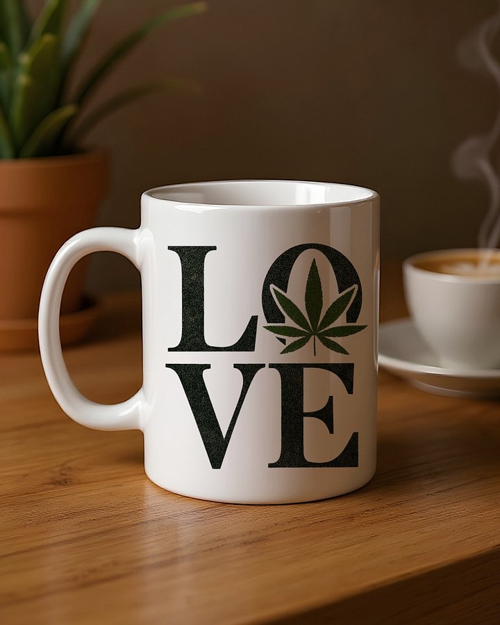 Love Weed Leaf Coffee Mug (White) product image (2)
