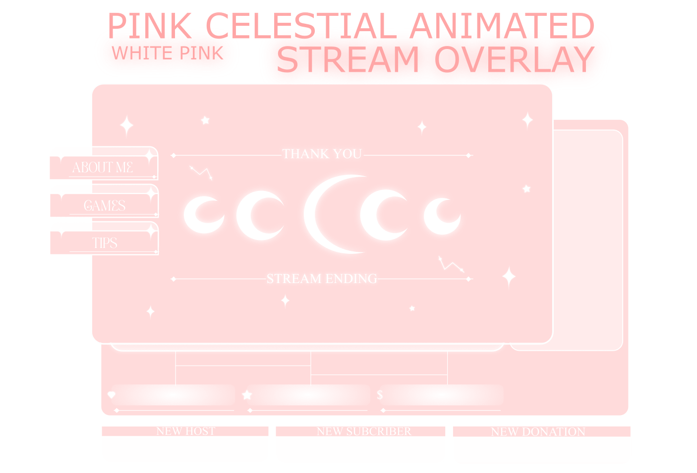 PINK CELESTIAL ANIMATED STREAM OVERLAY, PINK STREAM OVERLAY, ANIMATED OVERLAY, CUTE PINK OVERLAY, SHINNY MOON OVERLAY product image (1)