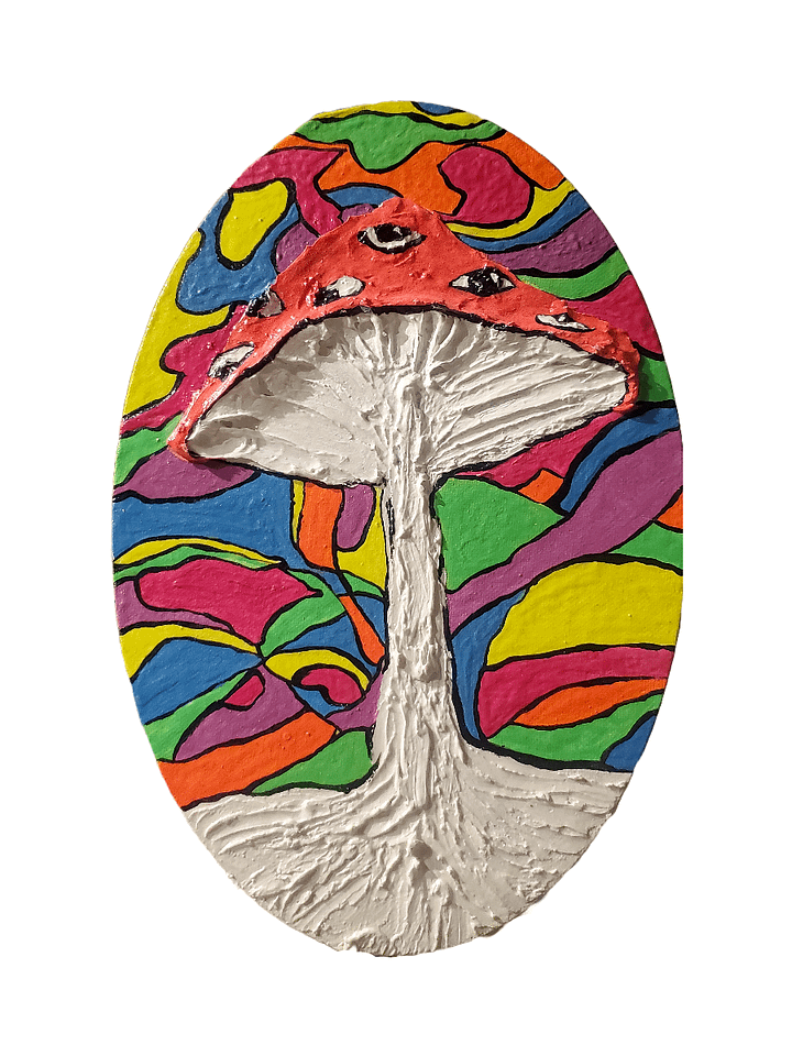 'Psychedelic Mushroom' UV Reactive / Glow in the dark Impasto Painting product image (1)
