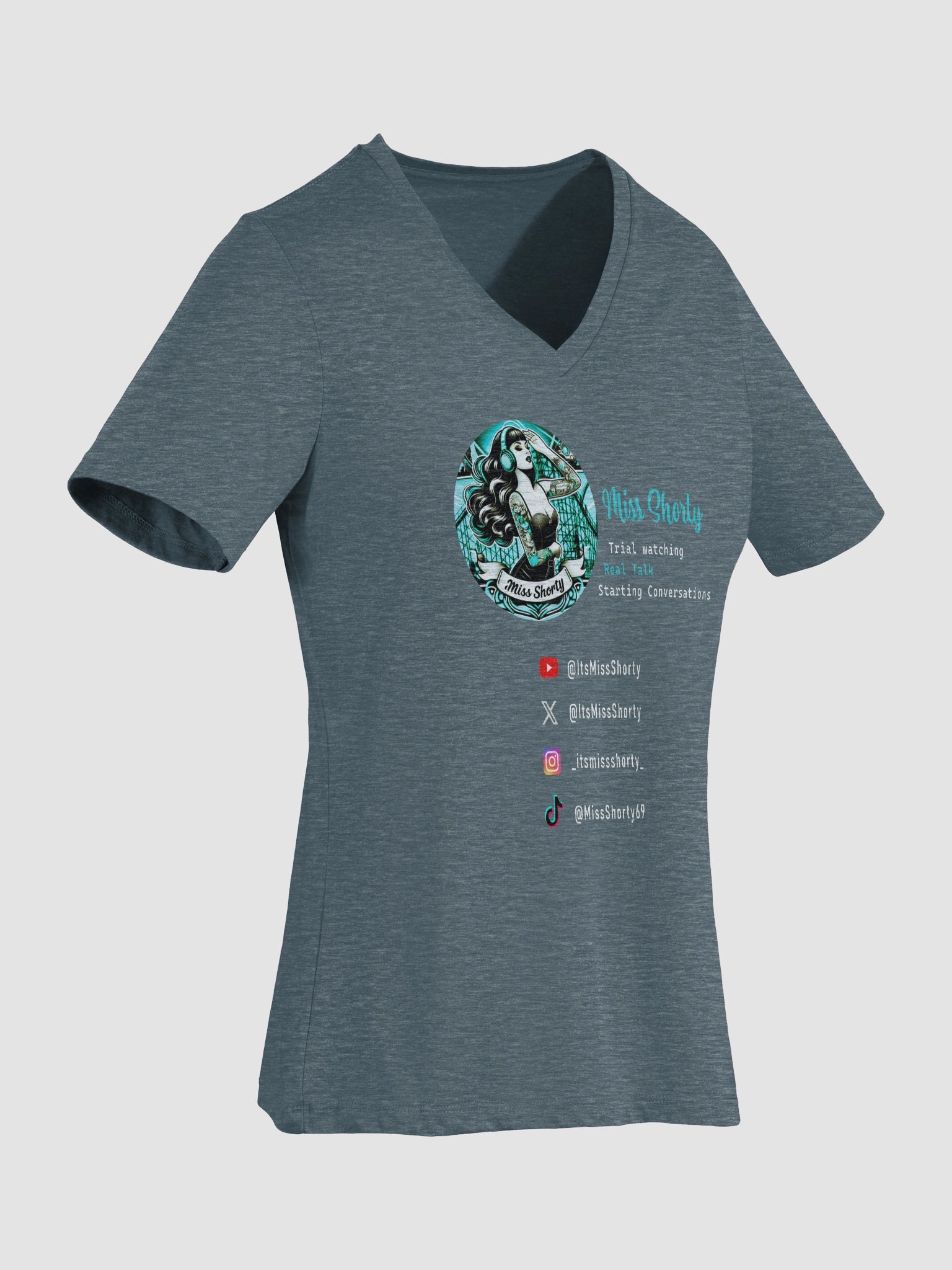 Miss Shorty all over the web! V neck T product image (27)