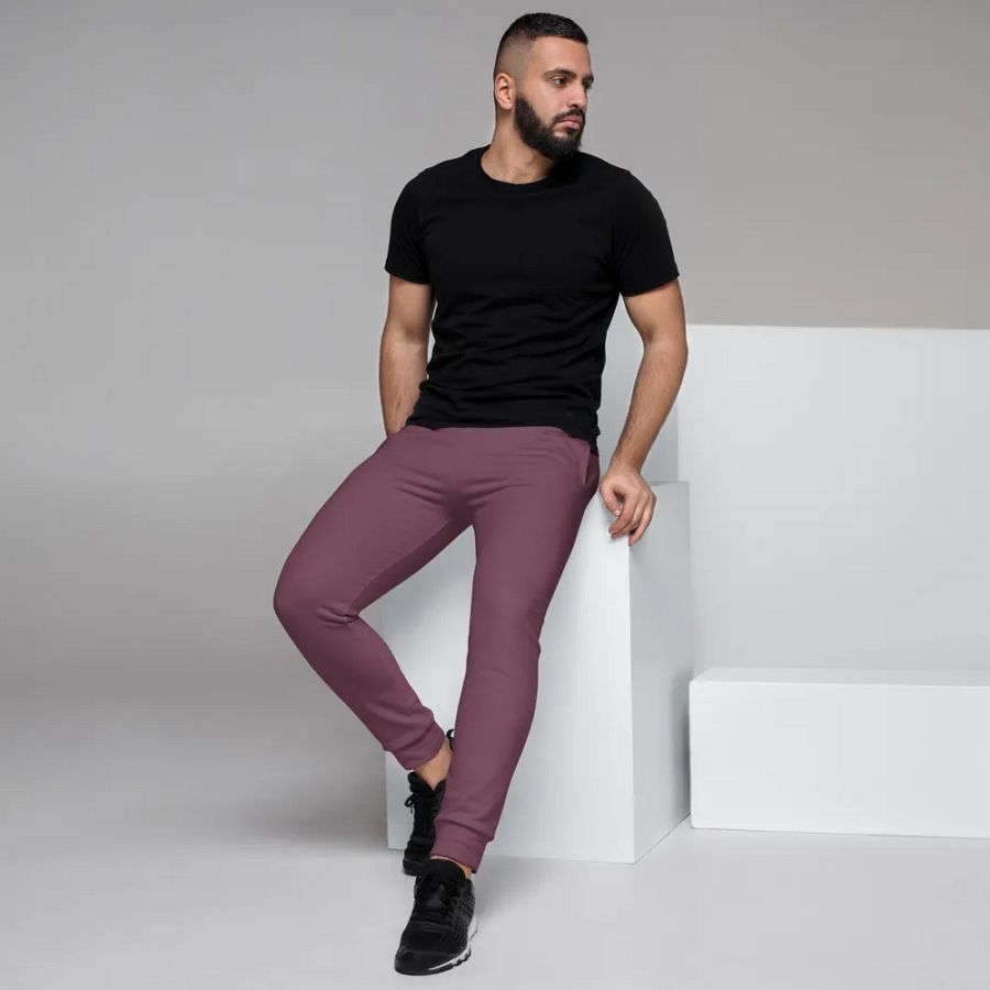 Plain Deep Purplish Red Soft Summer Recycled Polyester Premium Men's Joggers by Treasure Pie product image (7)