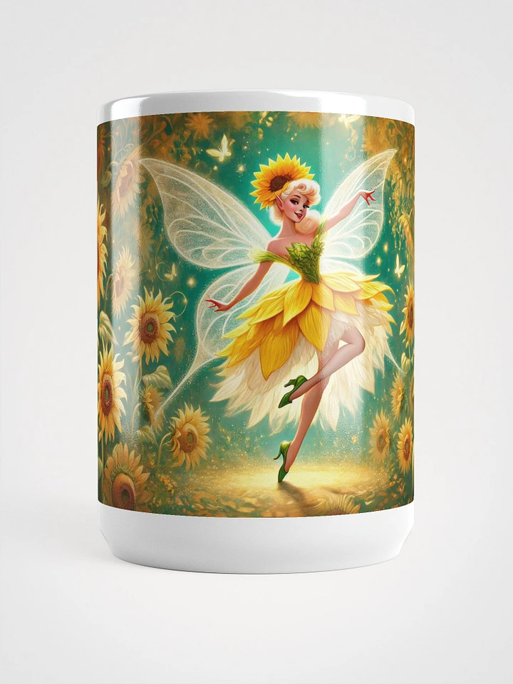 Enchanting Sunflower Fairy 15 oz Glossy White Mug product image (1)