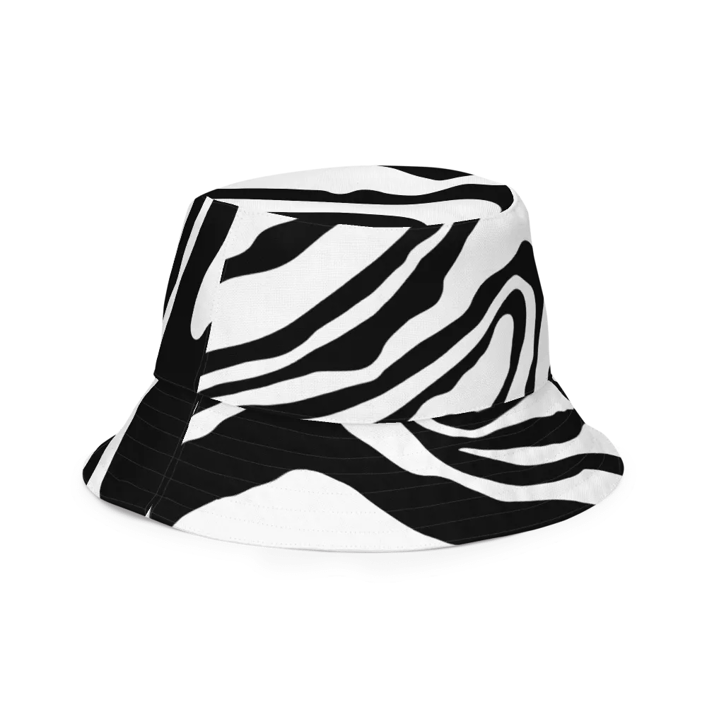 Flowing B/W Monochrome Reversible Bucket Hat product image (12)