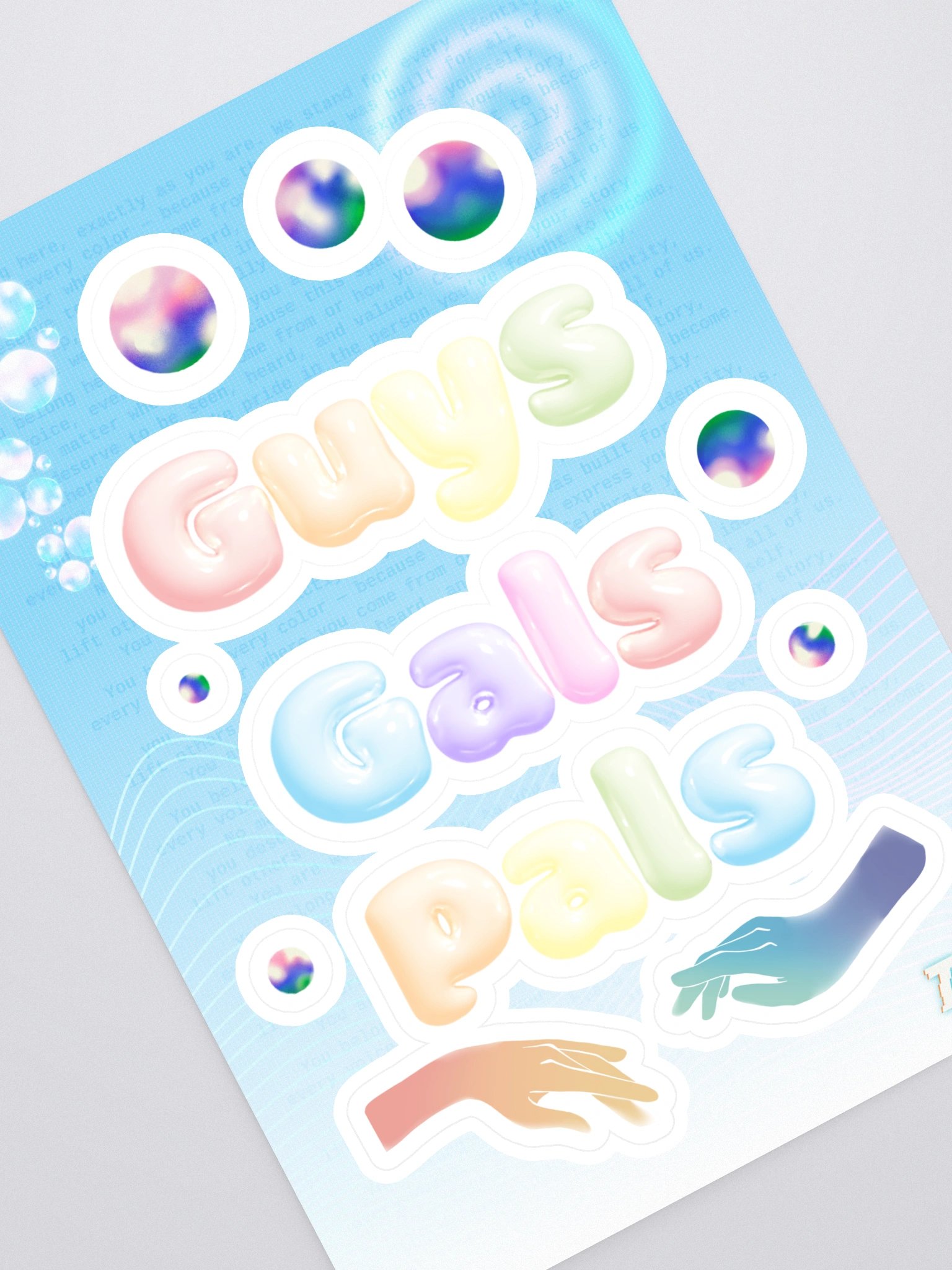 Guys Gals Pals Bubble Pride Sticker Sheet product image (1)