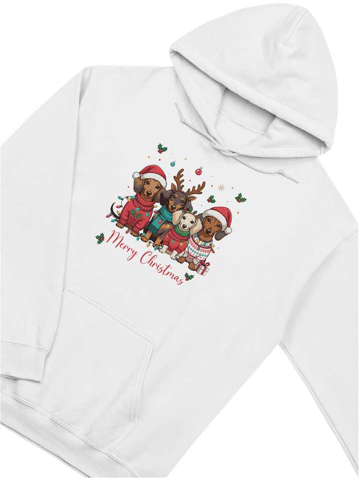 Merry Christmas Dachshund Lights Hoodie – Festive Wiener Dog Art product image (34)