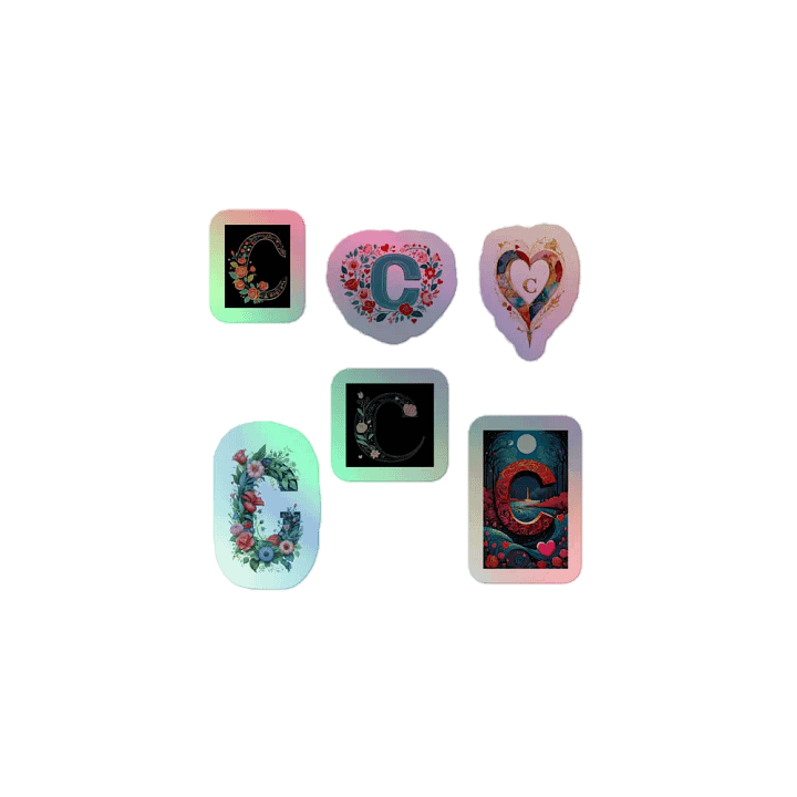 All C's Valentine’s Monogram Holo Sticker Pack product image (1)
