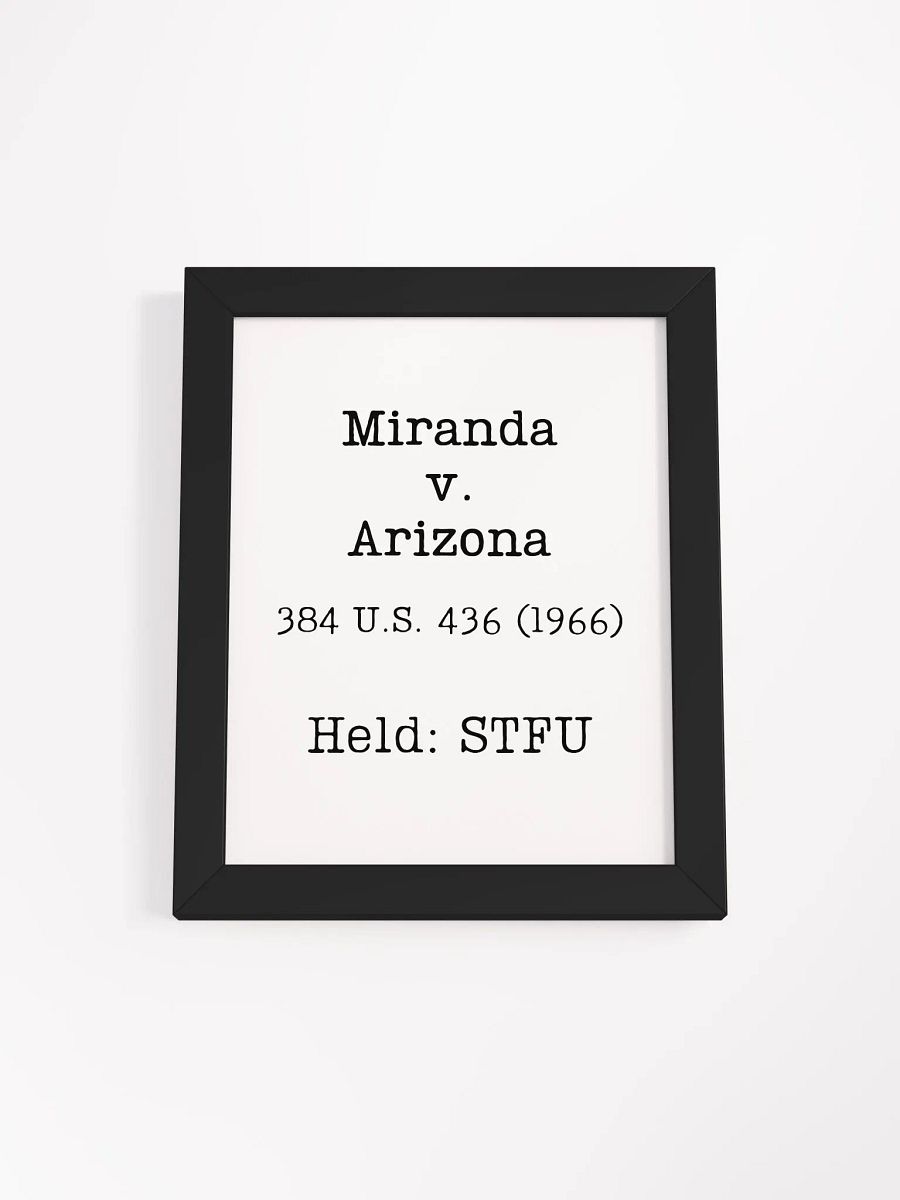 Miranda v. Arizona "STFU" Framed Print product image (3)