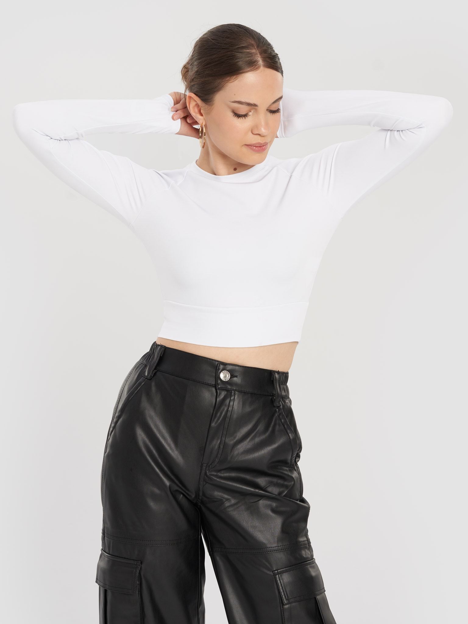All-Over Print Recycled Long Sleeve Crop Top | Fourthwall