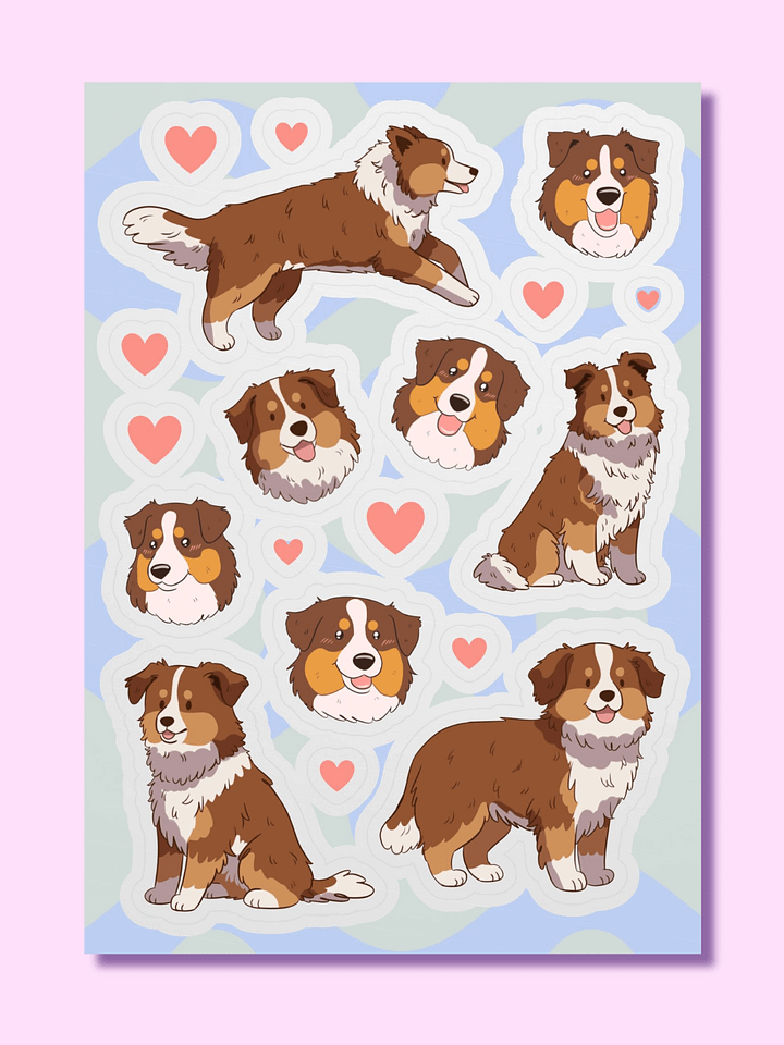 Cute Red Tri Aussie Sticker Sheet product image (1)