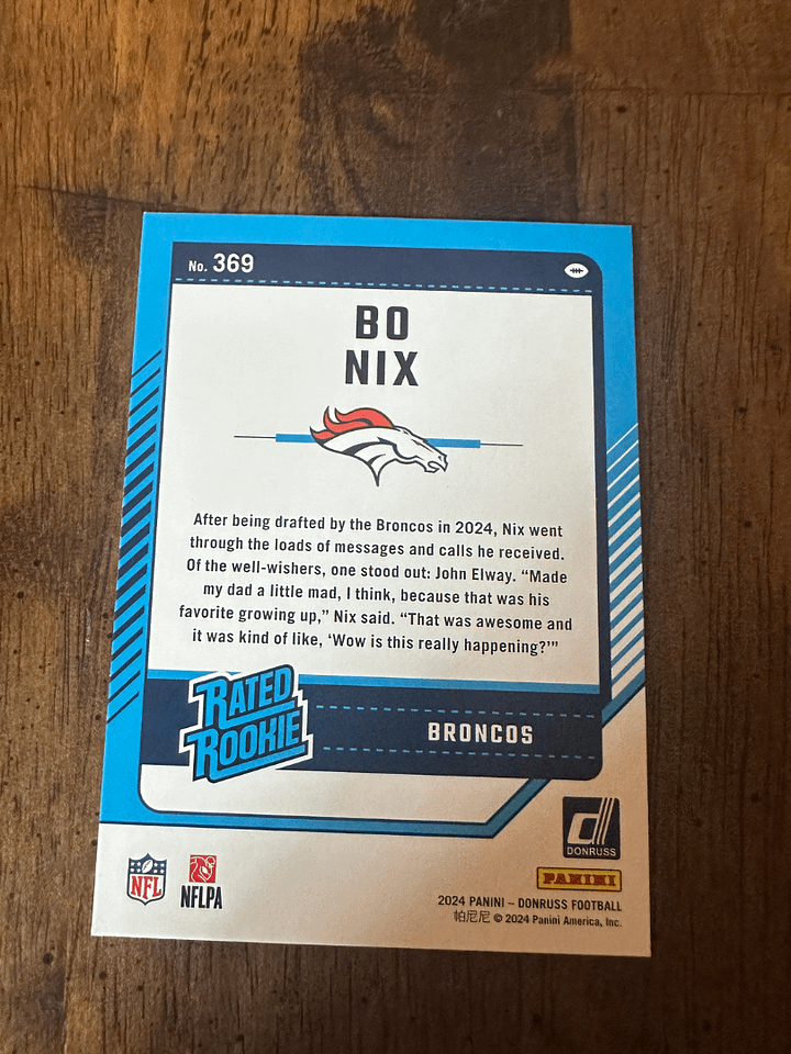 2024 Donruss Rated Rookie Bo Nix product image (2)