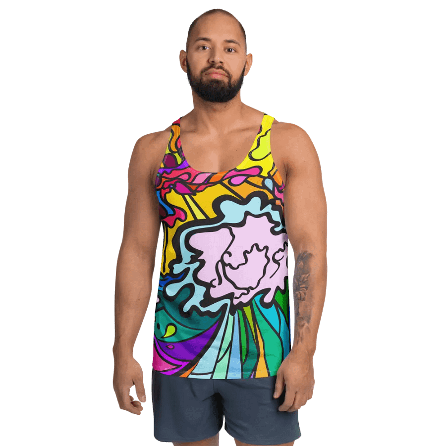 Vibrant Swirls All-Over Tank Top - Wave at Sunset product image (1)