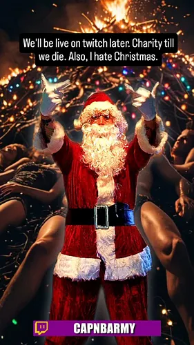 We're going live in a bit. Charity forfeit, dressed as santa. Next forfeit I dress as Mrs Claus. #twitch #streamer #northerni...