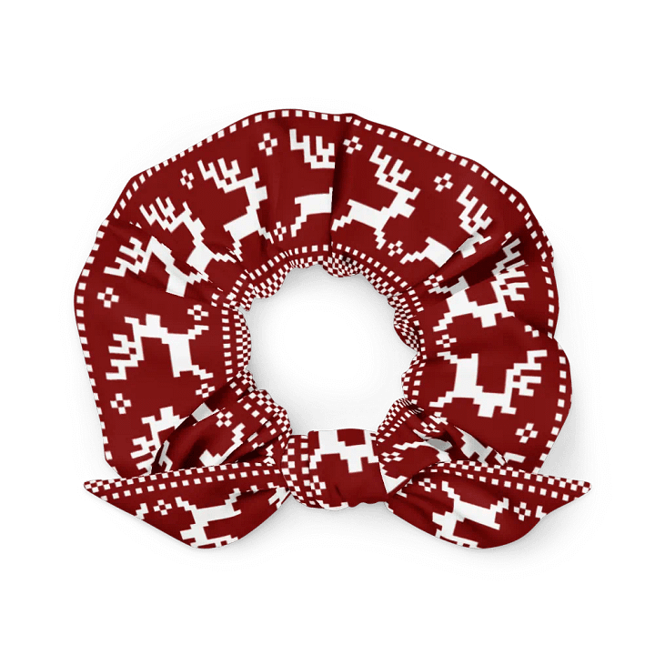 Winterberry Red Reindeer Scrunchie with Bow product image (1)